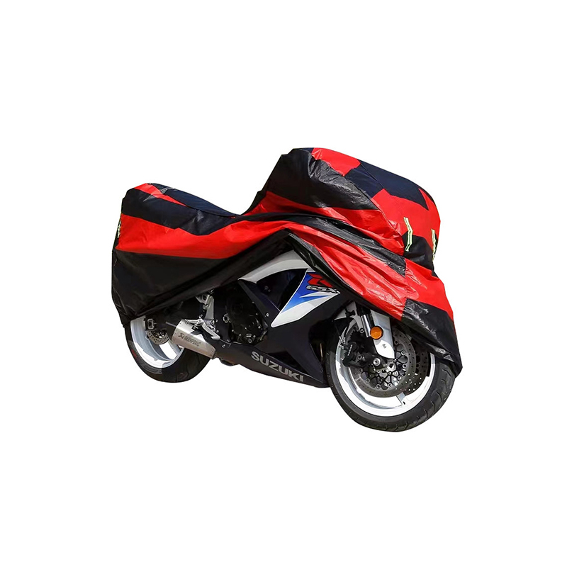 Cubierta de motocicleta con película de aluminio a juego en color rojo y negro